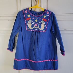 Mini Boden Dress with Mermaid Embroidery 4-5Y